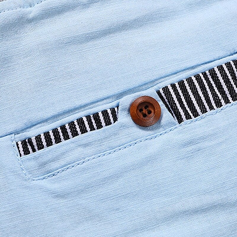 Men's Shorts Linen Shorts Summer Shorts Beach Shorts Patchwork Elastic Waist Drawstring Color Block Comfort Breathable Knee Length Casual Daily Holiday Vacation Fashion Blue+Black+Navy Blue Blue+Navy3