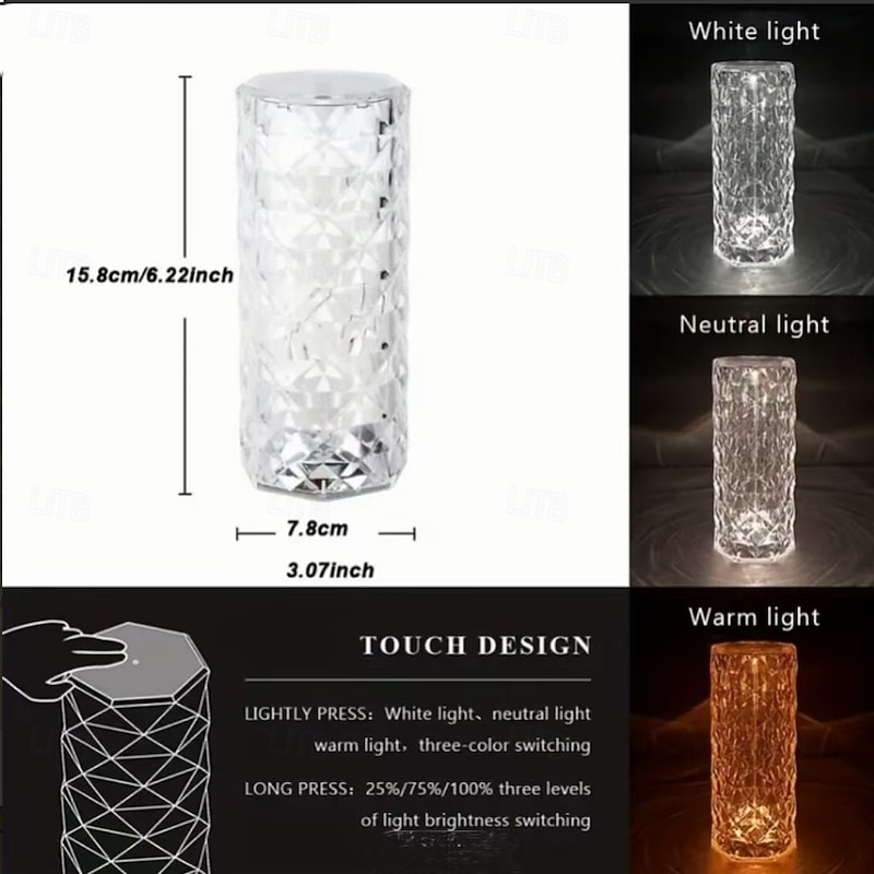 USB charging tri color rose romantic simple high-end desktop room holiday decoration projection light3