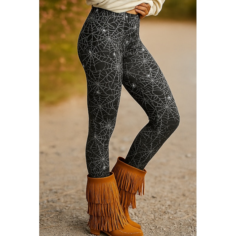 Halloween Women's Leggings Vacation Vintage Ethnic Style Ankle-Length High WaistPants Graphic Animal 3D Print Quick Dry Breathability Soft Stretchy Outdoor Home Causal Black Red Green Fall Regular Fit