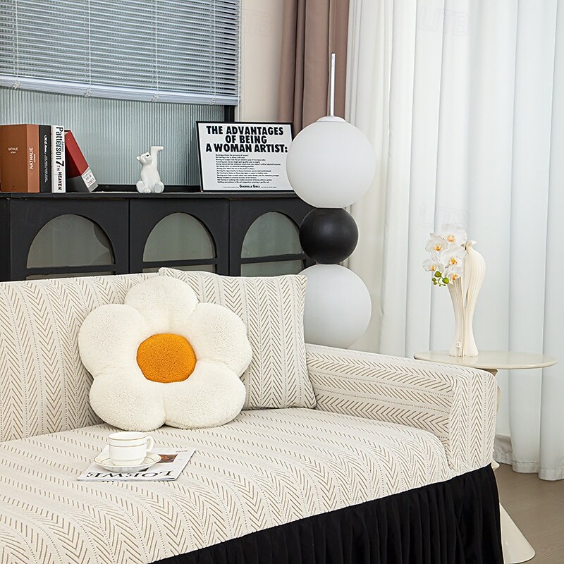 Jacquard Black Yarn Skirt Sofa Cover - Elastic And Non Slip Suitable For 1/2/3/4 Seat Sofa Bundling Closed Living Room Bedroom And Office Decoration Using Plain Modern Design4