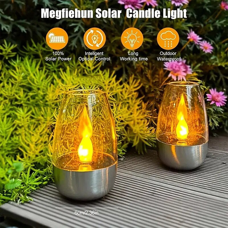 Flameless Flickering Candle Outdoor Waterproof Solar Lights Ip44 Waterproof Led Decorative Lights Candle Suitable For Decorating For Parties Weddings Pubs Homes Dinners Outdoor Picnics2