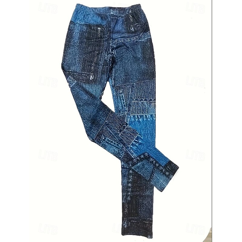 Women's Leggings Vacation Vintage Casual Ankle-Length High Waist Graphic Stretchy Formal Vacation Home Robin's Egg Blue Fall Spring, Fall, Winter, Summer Skinny2