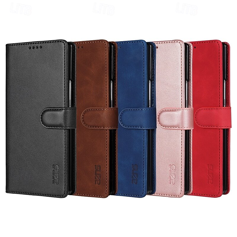 Phone Case For Samsung Galaxy Z Fold 7 Z Fold 6 Z Fold 5 Z Fold 4 Wallet Case Kickstand Card Slot Shockproof Retro TPU PU Leather