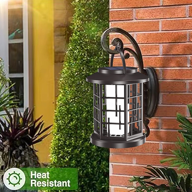 1 Pc Halloween Christmas Outdoor Waterproof Solar Simulation Flashing Flame Lantern 20LED Beads Courtyard Garden Lawn Path Terrace Hanging Light Pendant Decorative Light Landscape Light2
