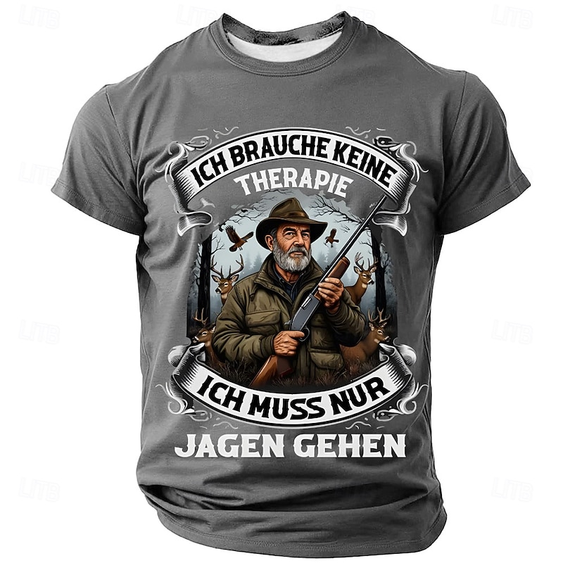 Men's Hunting German T Shirt Short Sleeve T shirt 3D Print Crew Neck Round Neck Shirt Fashion Daily Basic Street Casual Daily Black Blue Green Summer Spring All Seasons Clothing Apparel S M L XL XXL4