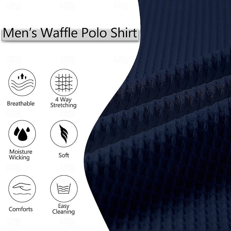Men's Golf Shirt Golf Polos Shirts Business Casual Classic Short Sleeve Fashion Modern Solid Color Buttons Summer Spring Yellow Navy Blue Blue Khaki Golf Shirt3