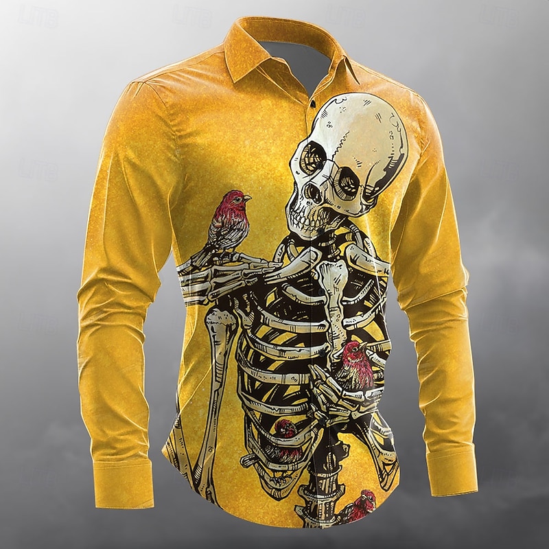 Great White Wave by David Lozeau Men's Skull Shark Button Up Shirt Long Sleeve Designer Shirt Limited Artist Edition4