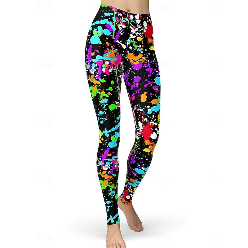 Women's Leggings Vacation Vintage Fashion Ankle-Length High Waist Graphic Gradient Geometry Printing Soft Breathable Stretchy Vacation Casual Daily Robin's Egg Blue Black Red Purple Spring Slim Fit4