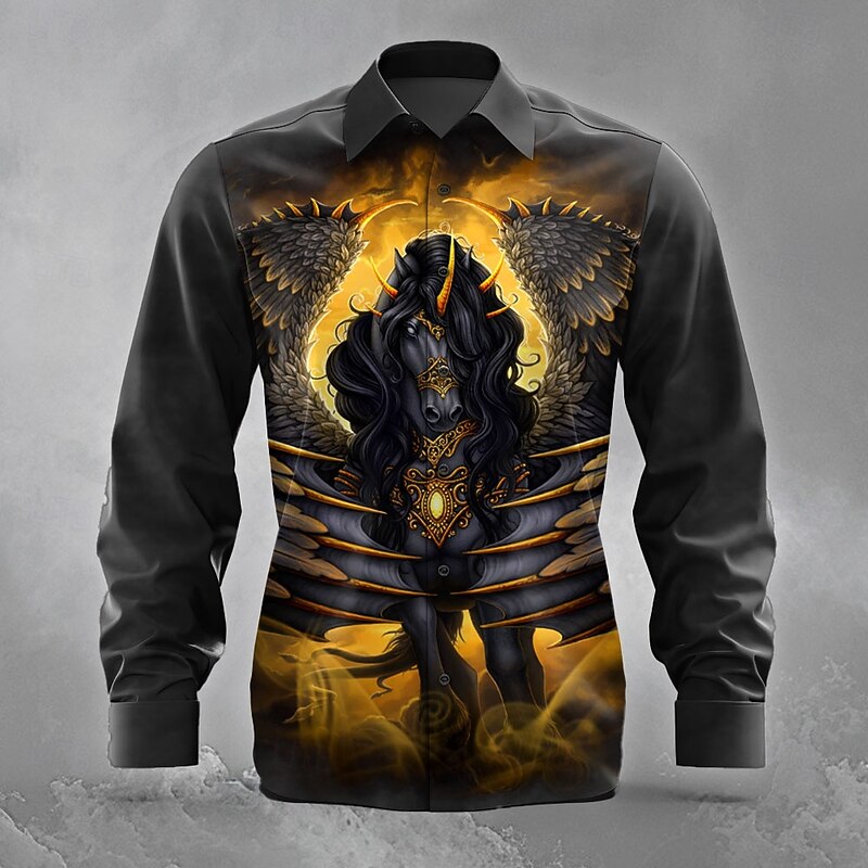Pegasus by Sarah Richter Men's Animal Horse with Wings Button Up Shirt Long Sleeve Designer Shirt Limited Artist Edition3