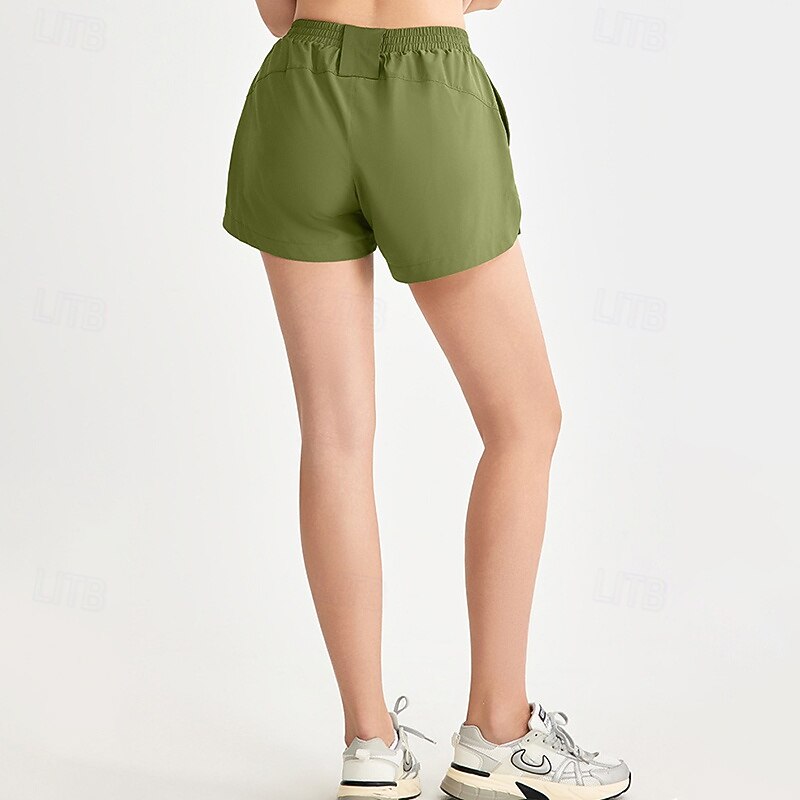 Women's Workout Shorts Sports Shorts 2 in 1 High Waist Gym Volleyball Workout Bottoms Solid Color Black Blue Green Sports Activewear3