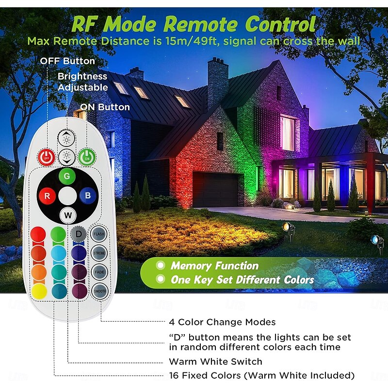 Spotlights Outdoor LED Spot Lights for Yard, RGB Color Changing Landscape Lights Waterproof Spotlight with Plug & Remote for House Garden Path Tree Decoration for Halloween2