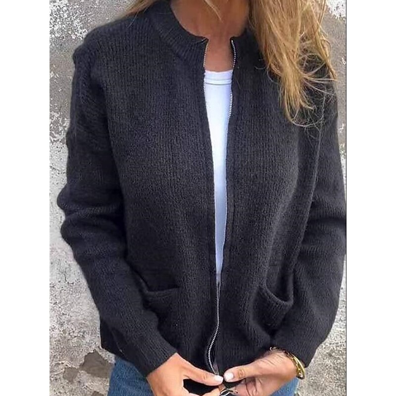 Women's Coat Comfortable Breathable Pocket Fashion Daily Plain Training Outdoor Casual Open Front Short Stand Collar Regular Fit Long Sleeve Outerwear Black Orange Gray Fall Winter4