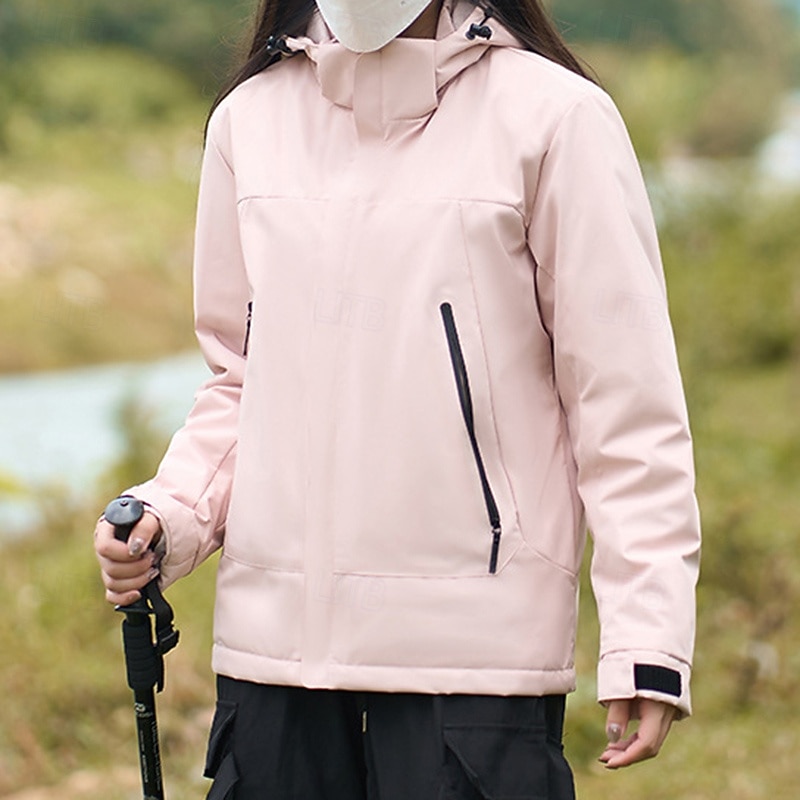 Women's Softshell Jacket Hiking Jacket Thermal Jacket Outdoor Waterproof Windproof Hiking Outfits Hiking Clothes Winter Autumn / Fall Top Camping / Hiking / Caving Running Solid Color Pink Purple
