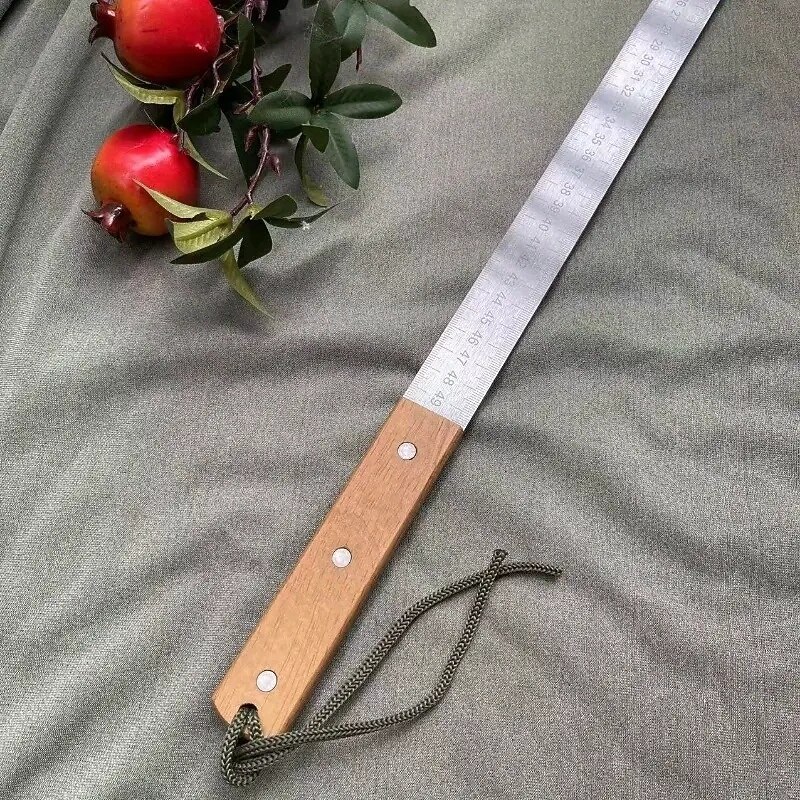 20-Inch Dual Scale Ruler with Wooden Handle Heavy Duty Ruler Self Defense Includes Green String and Faux Leather Strap Ideal for Woodworking, Painting, Machinists4
