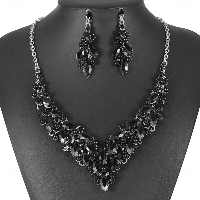 Bridal Jewelry Sets Two-piece Suit Zircon Imitation Diamond 1 Necklace Earrings Women's Personalized Luxury Sweet Lovely Classic Drop Love Jewelry Set For Wedding Gift4