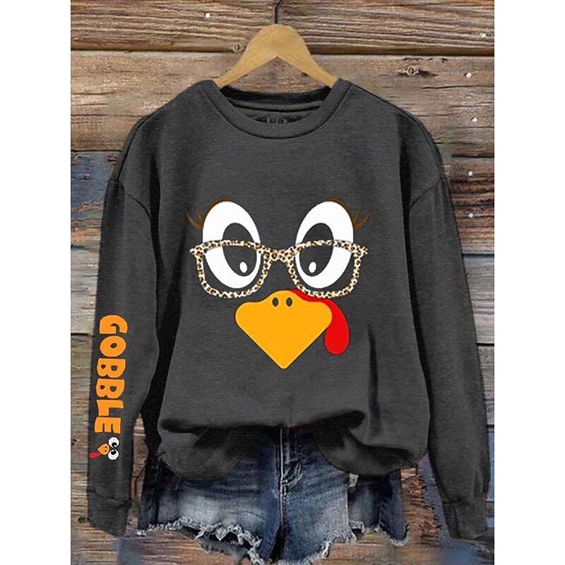 Women's Sweatshirts Graphic Animal Letter Casual Long Sleeve Crew Neck Regular Tops Street Dailywear Casual Print Black Red Orange Green Gray Spring Fall Winter4