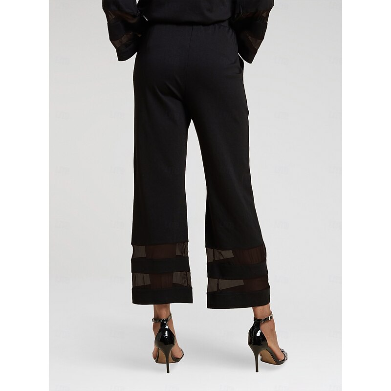 Women's Pants Trousers Ankle-Length Chiffon Modal with Pockets Casual Daily Traditional / Classic Daily Wear Weekend Black Spring & Summer S M L3
