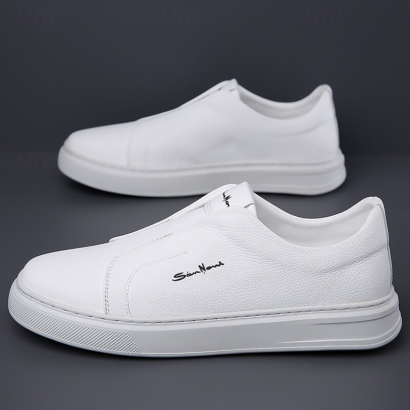 Men's White Slip-On Sneakers Minimalist Casual Shoes for Daily Wear Travel and Work2