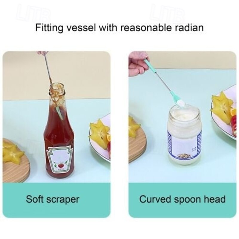 Mini Silicone Telescopic Spatula Adjustable Retractable Bottle Scraper, Stainless Steel Handle, Small Silicone Spatula for Peanut Butter, Jam, Lotion, Foundation, and Cream Residue Removal3