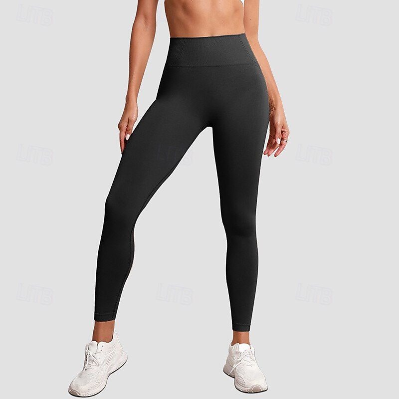 Women's Workout Leggings Yoga Pants Tummy Control High Waist Dance Pilates Running Bottoms Solid Color Apricot Black Fall Sports Activewear Tight Fit2