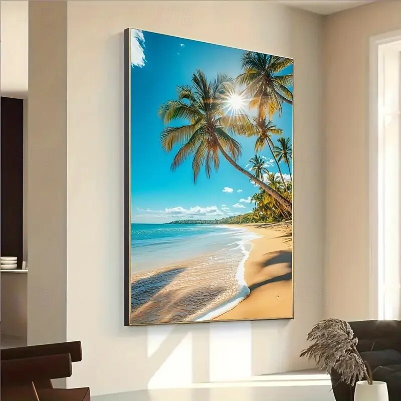 1pc Tropical Beach Scene Frameless Canvas Wall Art Modern Seaside Landscape Poster Used For Living Room And Bedroom Decoration Frameless
