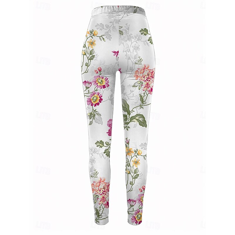 Women's Leggings Vacation Vintage Fashion Ankle-Length High Waist Floral Graphic Printing Soft Breathable Stretchy Outdoor Daily Red Green Amethyst Spring Fall Winter Slim Fit2