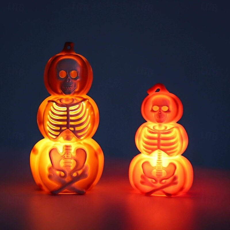 6PCS Halloween Pumpkin Lantern Party Decoration Home Scene Modeling Piece Ghost Night Light Creative Skull Pumpkin Lantern4