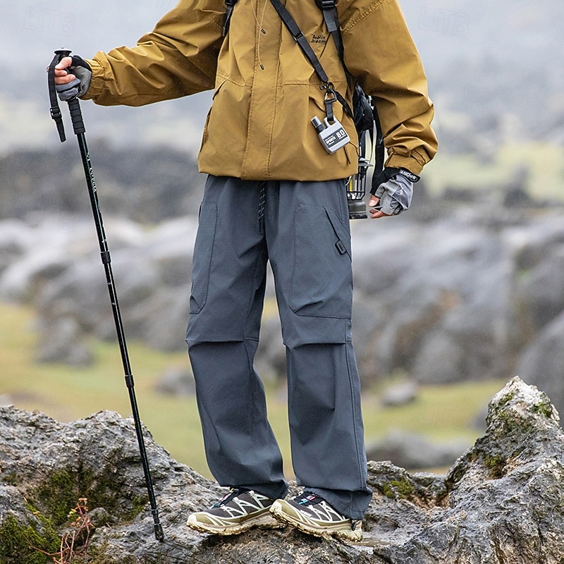 Men's Cargo Pants Hiking Pants Trousers Hiking Rain Pants Waterproof pants Winter Outdoor Regular Fit Waterproof Windproof Bottoms Pocket Black Khaki Camping / Hiking Running S M L XL