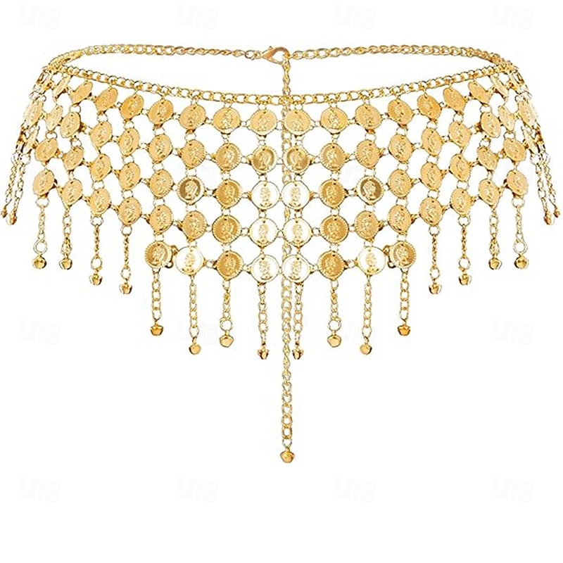Coins Belly Dance Hip Scarf Belt Belly Dancing Coins Skirts Chain Belt for Bellydance Halloween Costume Accessory