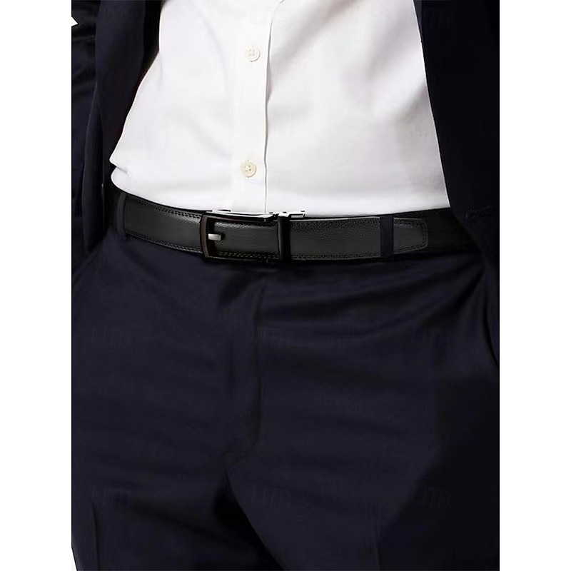 Men's Genuine Leather Belt with Automatic Ratchet Buckle – Classic Adjustable Dress Belt for Business, Office and Daily Wear4