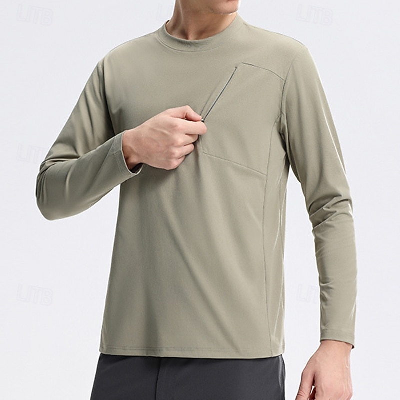 Men's Performance Shirt Sport Tee Shirt Long Sleeve Crew Neck Top Outdoor Quick Dry Sweat wicking anti-odor Breathable Polyester Black White Green Fishing Tennis Running4