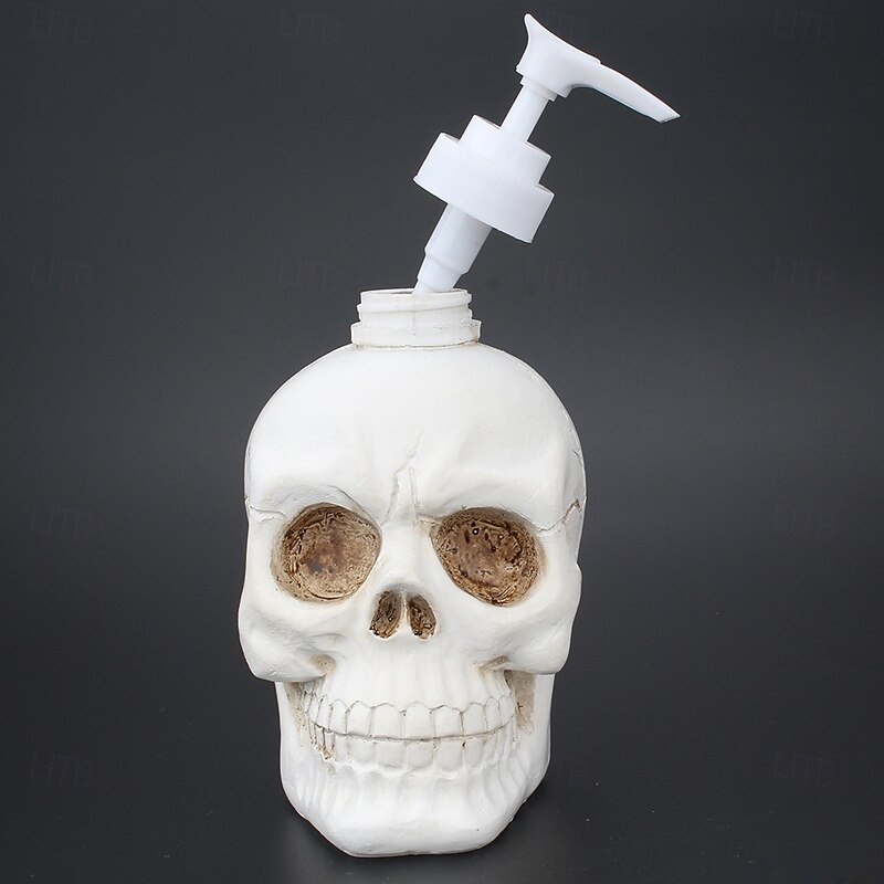 Halloween Skull Soap Dispenser Skeleton Head Lotion Bottle Refillable Container for Hand Soap Skincare Shampoo Cosmetic Packaging Home Bathroom Decor and Cleaning Storage Accessory4