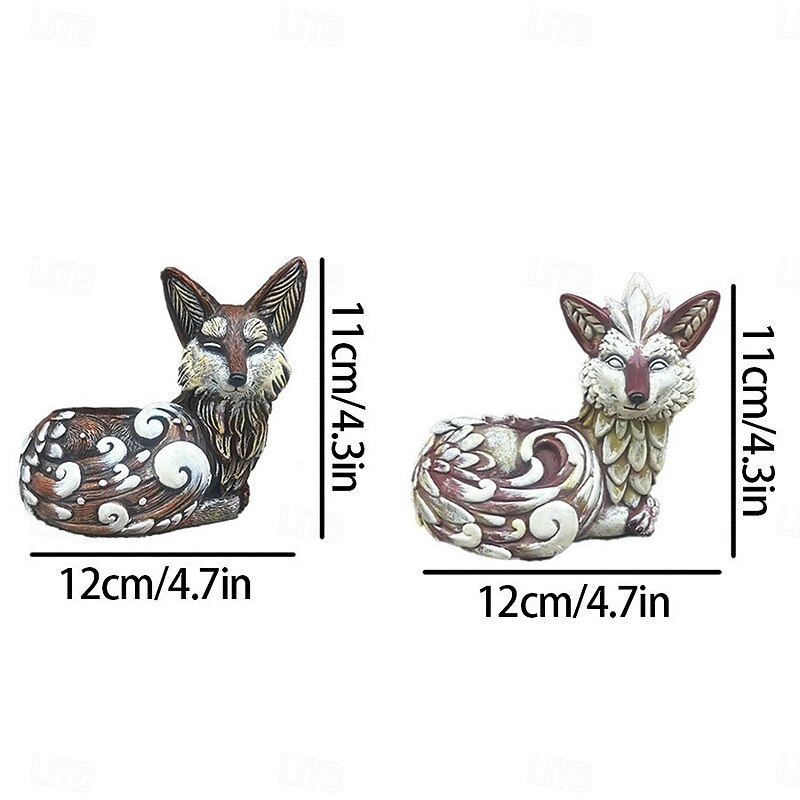 Succulent Fox Planter, Animal Garden Resin Figurine, Outdoor Patio Decor, Cute Fox with Plant Pot for Home, Yard Decoration2