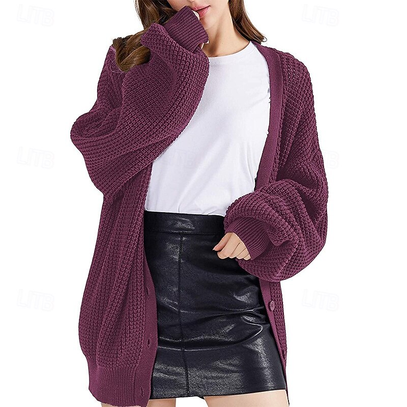 Women's Sweater Cardigan Fashion Streetwear Daily Solid Color Ribbed Open Front Knitted Long Sleeve Long Tops Knit Holiday Going out Weekend Black White Fall Winter3