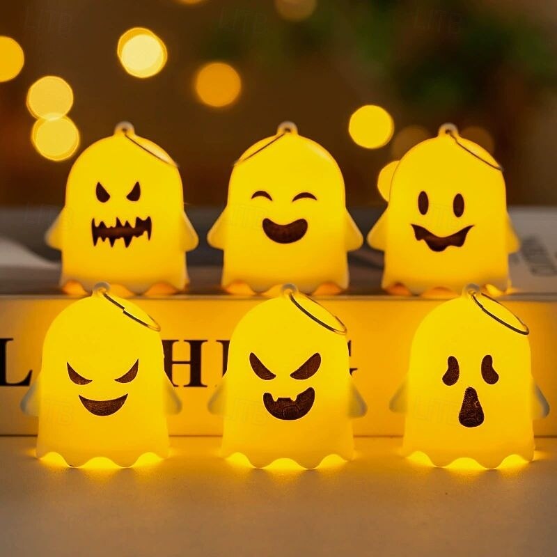 6PCS Halloween Ghost Lights Battery Powered Holiday Party Decorations Home Decor