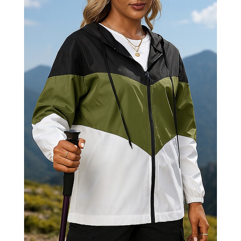 Men's Windbreaker Softshell Jacket Hiking Jacket Outdoor Waterproof Windproof Hiking Outfits Hiking Clothes Spring Autumn / Fall Top Camping / Hiking / Caving Running Patchwork Army Green Burgundy