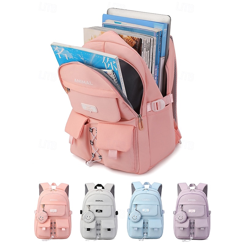 Waterproof Teen Girls Backpack with Pendant Coin Purse - Fashion Large Capacity Middle School Student School Bag for Travel, Study and Daily Use4