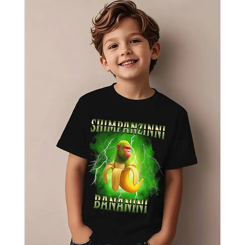 Boys' 3D Cartoon T shirt Tee Short Sleeve Summer Spring Fashion Basic Kids 4-12 Years Crew Neck Outdoor Casual Daily Regular Fit4