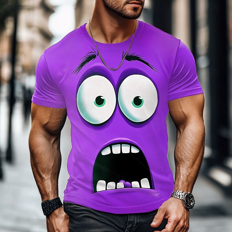 Men's 3D Human face T Shirt Short Sleeve T shirt 3D Print Crew Neck Shirt Exaggerated Designer Party Street Casual Yellow Red Blue Summer Spring All Seasons Clothing Apparel S M L XL XXL XXXL3