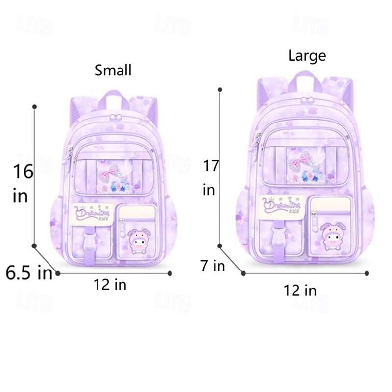 Girls' Cute Cartoon Backpack – Dreamlike Kids School Bag with Bunny Print and Multiple Pockets for Elementary Students2