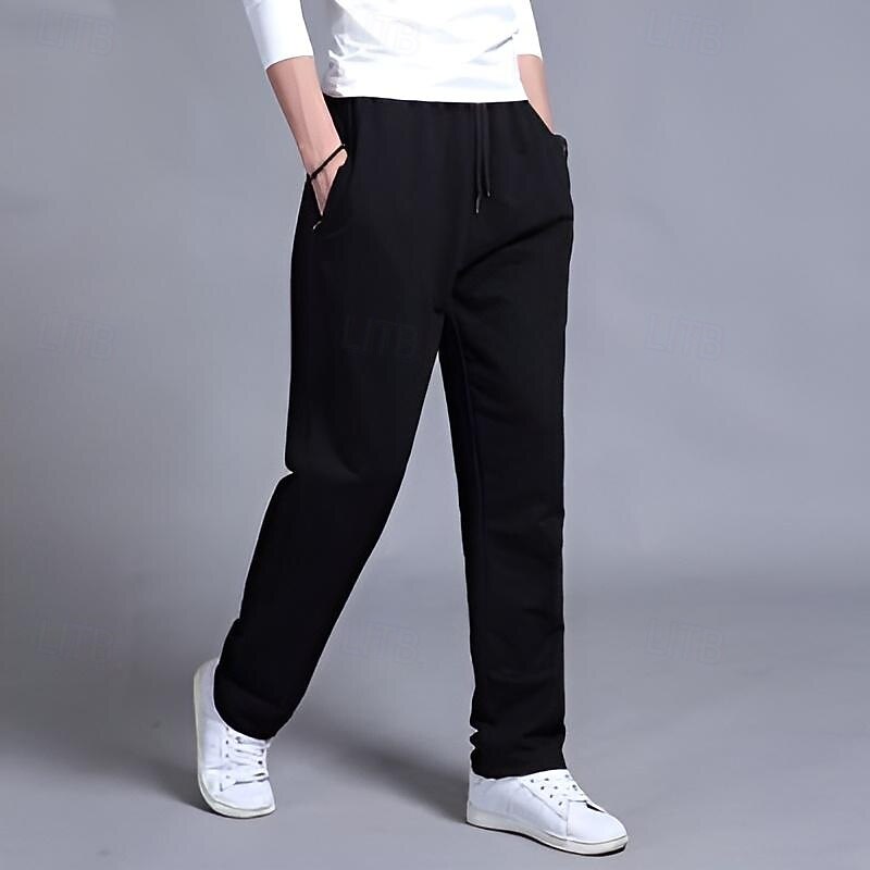 Men's Sweatpants Trousers Baggy Pants Casual Pants Straight Leg Sweatpants Elastic Waist Drawstring Zipper Pocket Plain Comfort Full Length Outdoor Daily Running Simple Classic Style Black Blue4