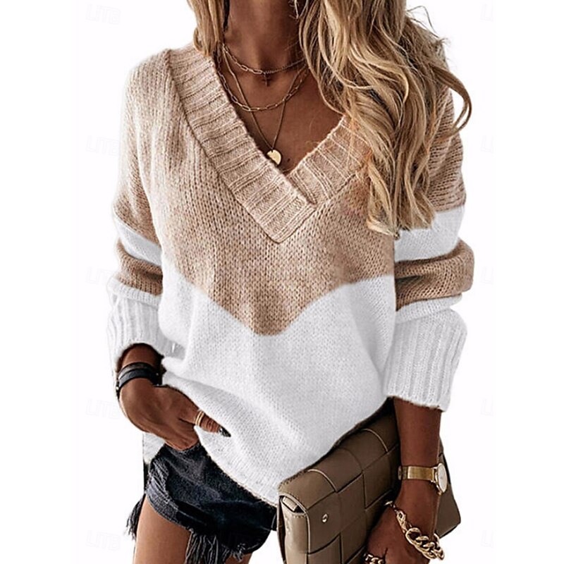 Women's Sweater Casual Soft Pure Color Ribbed V Neck Knitted Long Sleeve Regular Tops Knit Outdoor Daily Weekend Black Pink Fall Winter2
