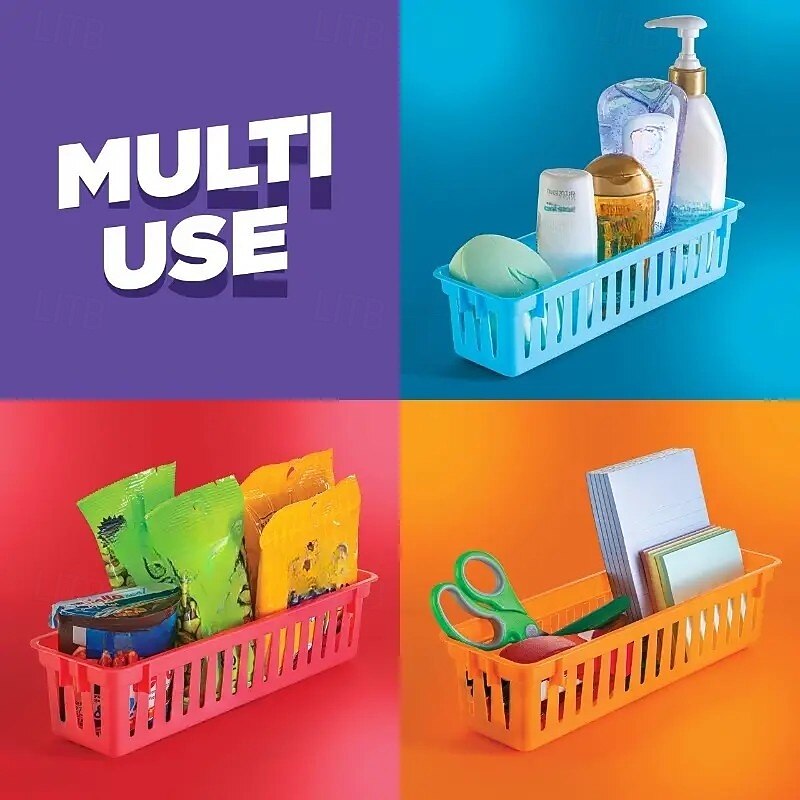 12pcs Classroom Pencil Storage Boxes Back To School Gift, Rectangular Extra-Long Plastic Desk Organizers in 6 Colors, Crayon and Stationery Holder for Teacher, Office, Home, Back to School, and Art Supplies4