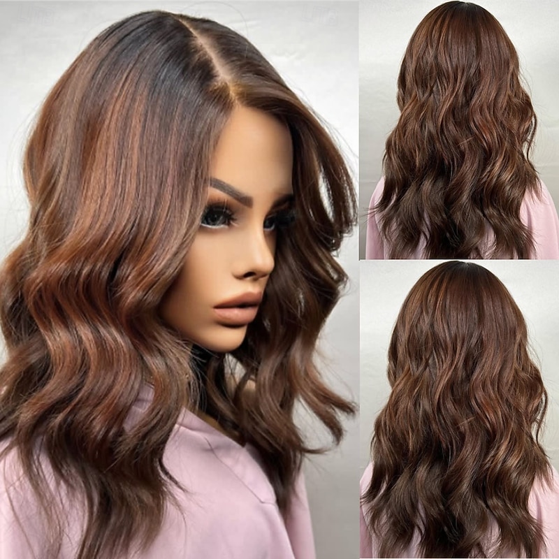 Remy Human Hair 5x5 Closure 13x4 Lace Front Wig Short Bob Brazilian Hair Wavy Multi-color Wig 150% 180% Density with Baby Hair Ombre Hair Highlighted / Balayage Hair 100% Virgin Glueless For Women