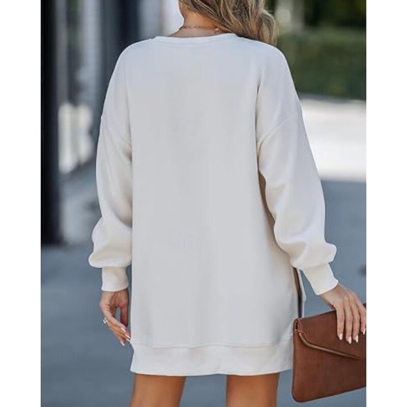 Women's Pullover Sweatshirt Sweatshirts Plain Casual Long Sleeve Crew Neck Regular Tops Street Holiday Patchwork Black Beige Gray Fall Winter2