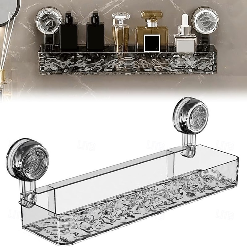 Corrugated Suction Cup Storage Holder, Light Luxury Style Punch-Free Storage Rack Movable Shower Shelf Suction Cup, No-Drill Wall-Mounted Storage Shelf