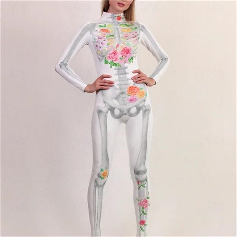 Skull Skeleton Sugar Skull Halloween Bodysuit Full Body Catsuit Scary Costume Kid's Adults' Men's Women's Boys' Halloween Carnival Day of the Dead Performance Party Club Easy Halloween Costumes Dress - Main Image