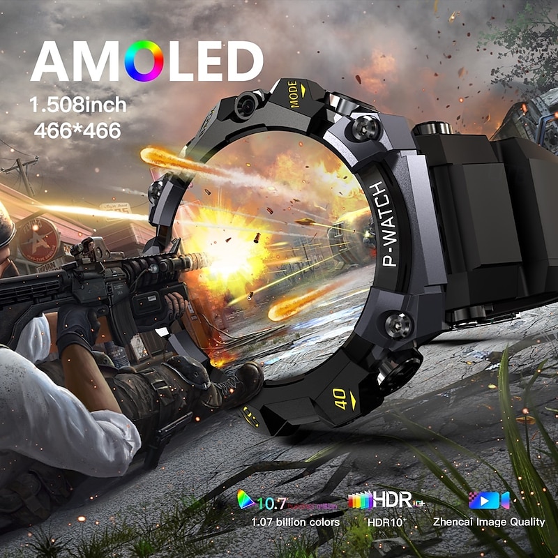 P888 Smart Watch 1.508 inch Smartwatch Fitness Running Watch Bluetooth 4G Pedometer Call Reminder Activity Tracker Compatible with Android iOS Men GPS Long Standby Waterproof IP68 22mm Watch Case4