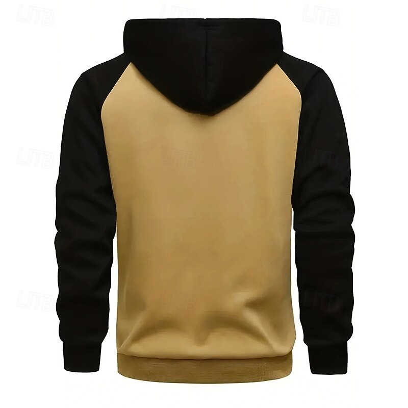 Men's Hoodie Quarter Zip Hoodie Wine Royal Blue Camel Dark Gray Hooded Color Block Patchwork Pocket Sports & Outdoor Daily Holiday Polyester Streetwear Basic Casual Spring Fall Clothing Apparel2