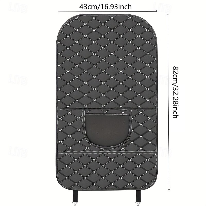 2 PCS Durable Car Seat Protector Anti-Soil Black Faux Leather Car Seat Back Protector with Diamond Stitch Design Car Seat Covers Easy-Clean for Rear Seats Seat Protection2